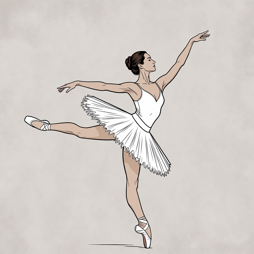 Ballerina in white tutu performing arabesque Ballerina in white tutu performing arabesque