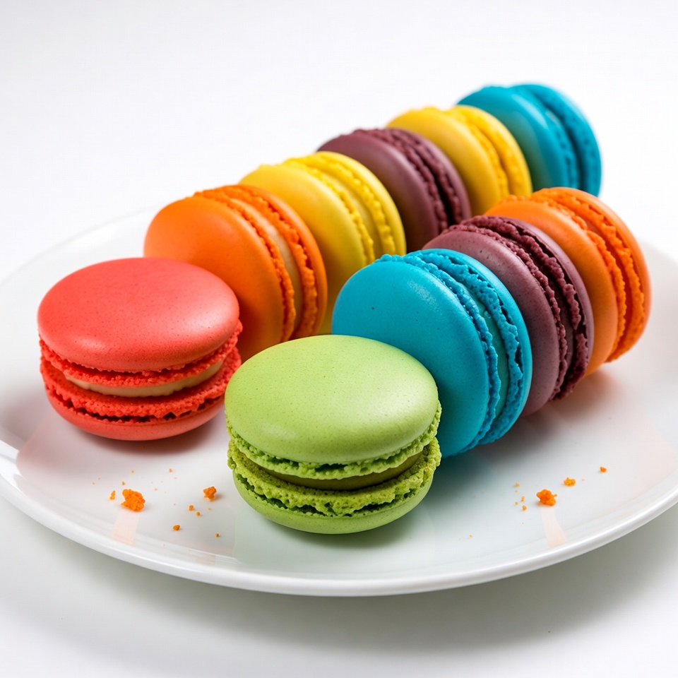 Colorful Macarons on White Plate Colorful Macarons on White Plate
