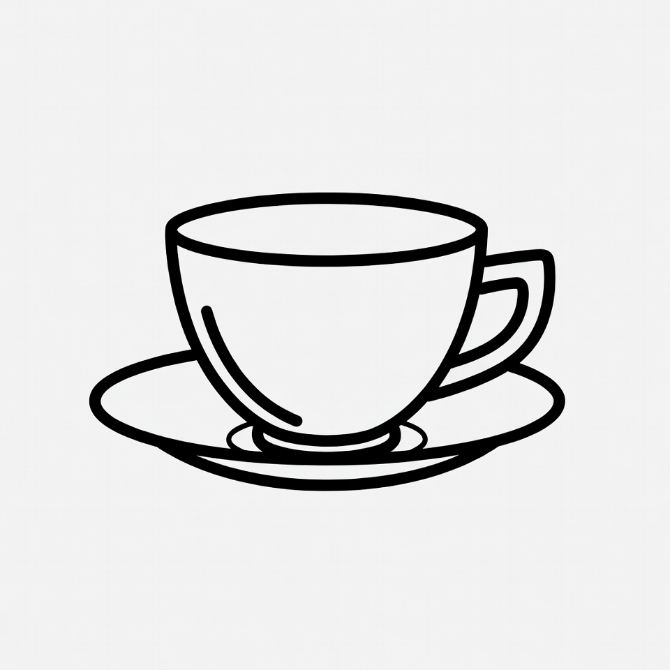 Line Art Teacup with Saucer Line Art Teacup with Saucer