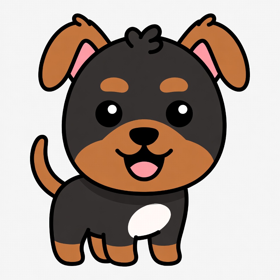 Cute cartoon Rottweiler puppy Cute cartoon Rottweiler puppy