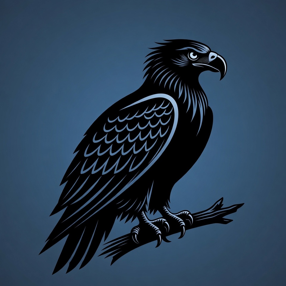 Black Eagle Perched on Branch Black Eagle Perched on Branch