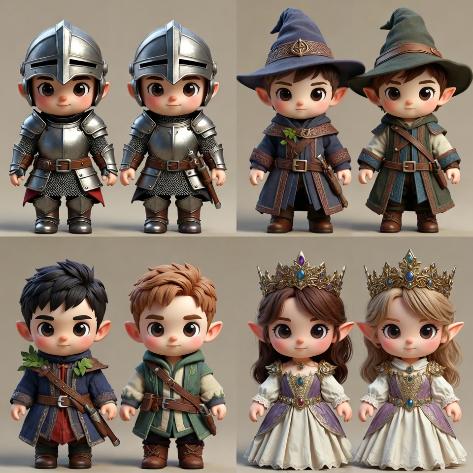 Chibi Knights Wizards Princesses Illustration Chibi Knights Wizards Princesses Illustration
