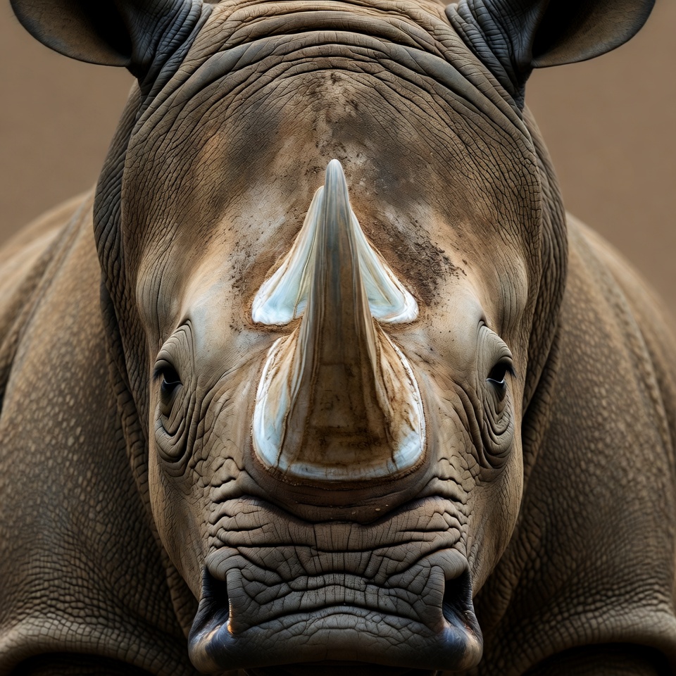 Close-up of white rhinoceros face Close-up of white rhinoceros face