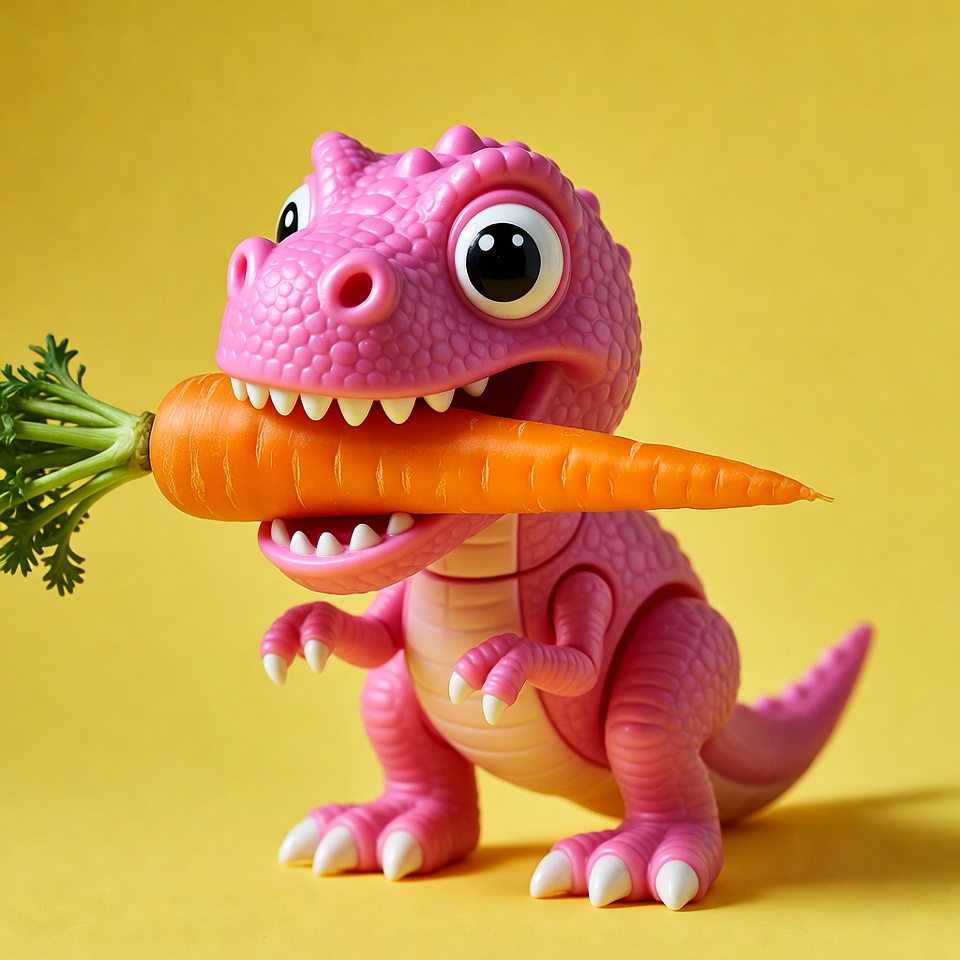 Pink T-Rex Eating Carrot Pink T-Rex Eating Carrot