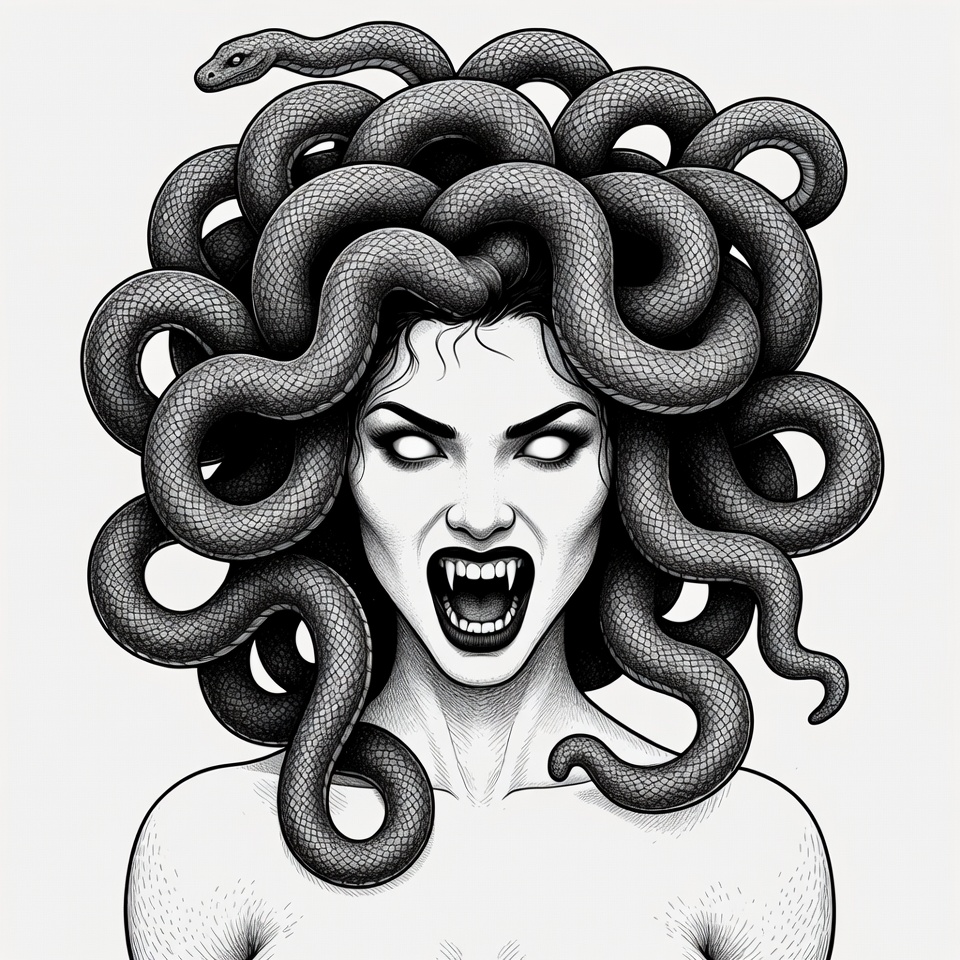 Medusa with snakes for hair Medusa with snakes for hair