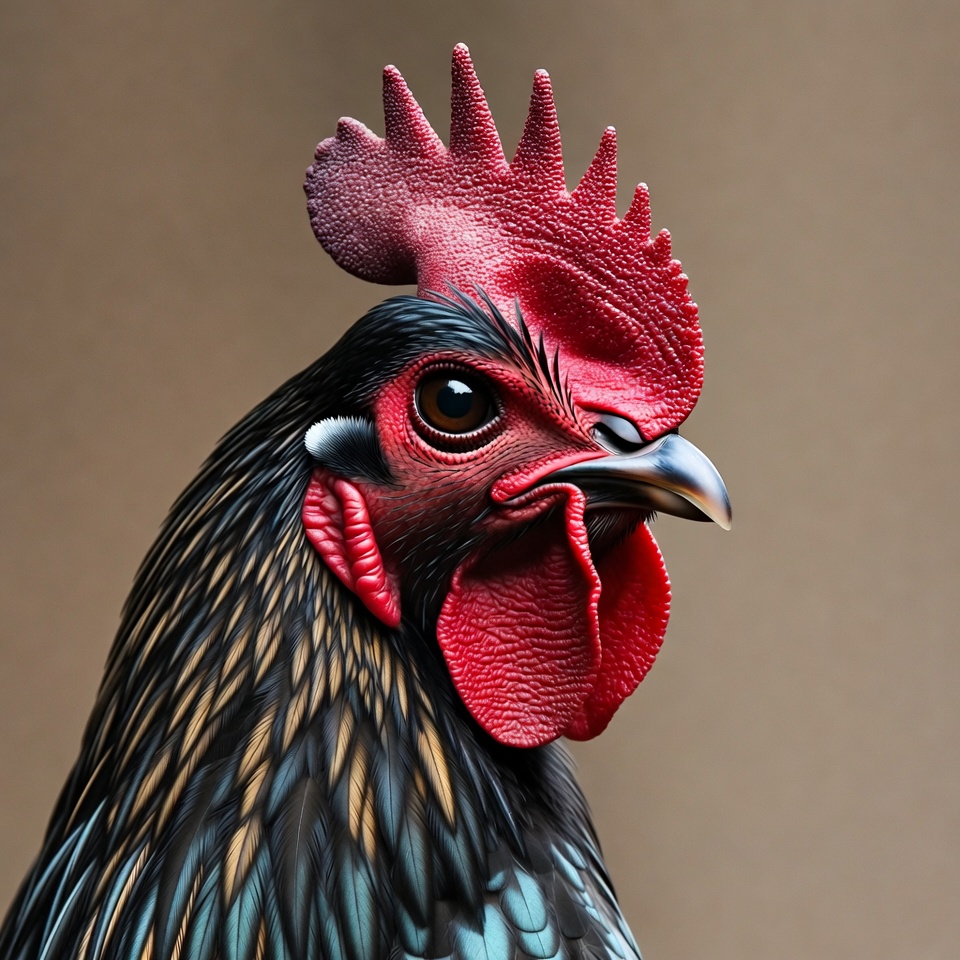 Rooster with red comb and wattle Rooster with red comb and wattle