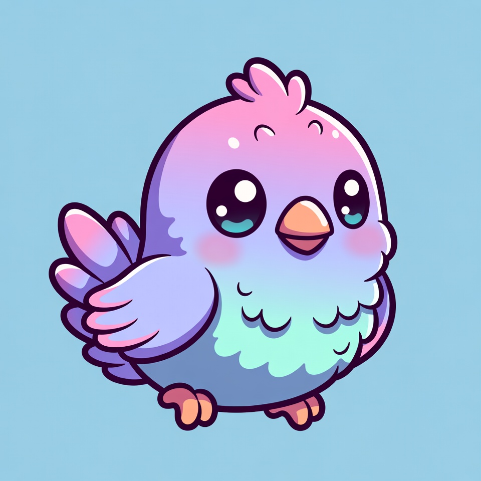Cute Kawaii Pink Blue Bird Cute Kawaii Pink Blue Bird