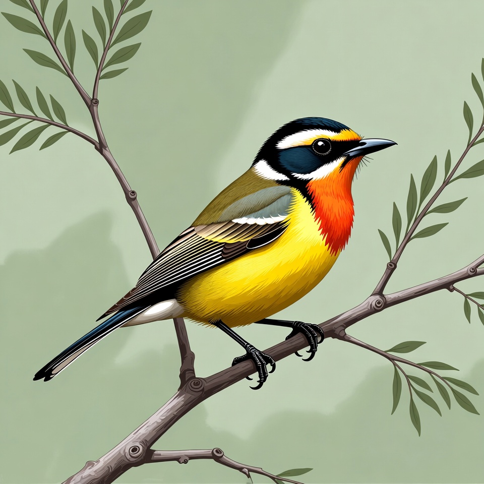 Colorful Wagler's Oropendola perched on branch Colorful Wagler's Oropendola perched on branch