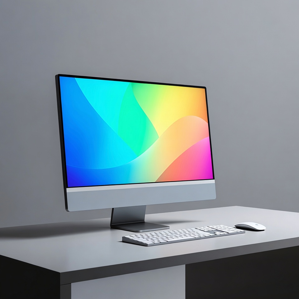 Modern monitor with colorful abstract display Modern monitor with colorful abstract display