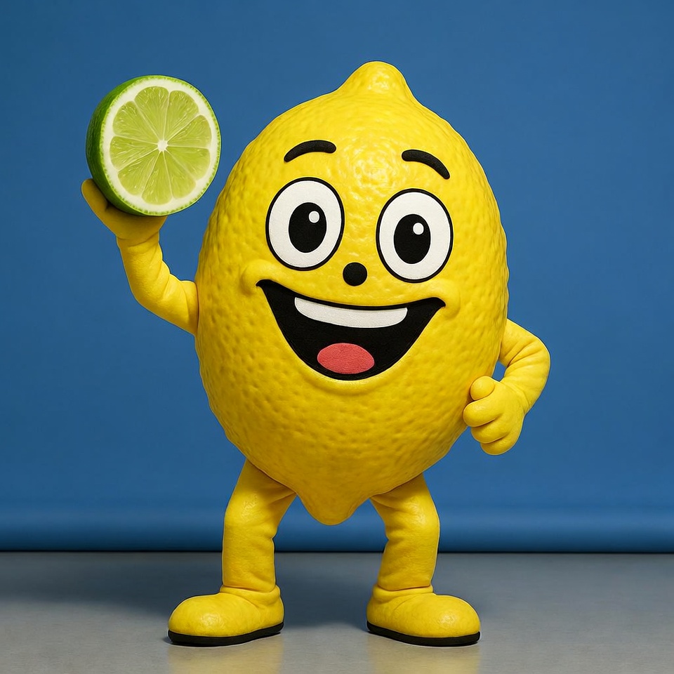 Cartoon Lemon Holding Lime Cartoon Lemon Holding Lime