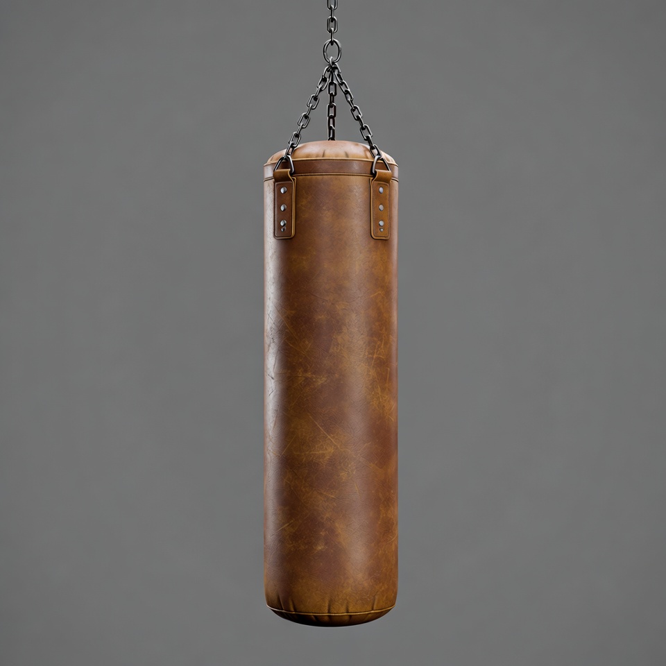 Brown punching bag hanging Brown punching bag hanging