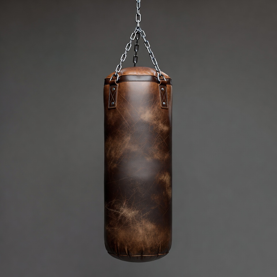 Brown punching bag hanging Brown punching bag hanging