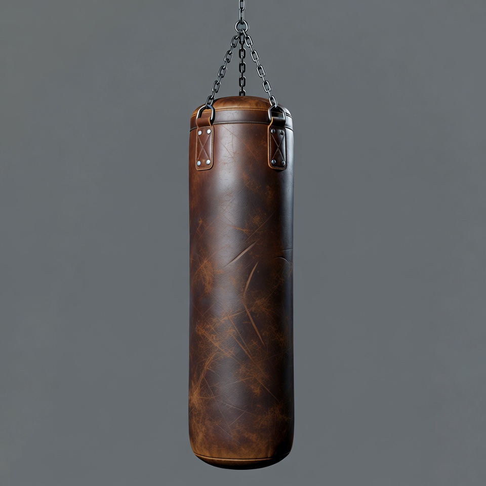 Brown punching bag hanging Brown punching bag hanging