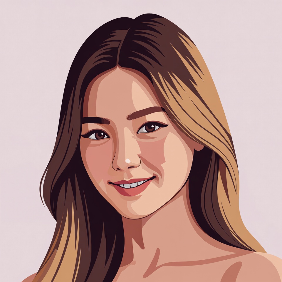 Smiling Asian woman illustration Smiling Asian woman illustration