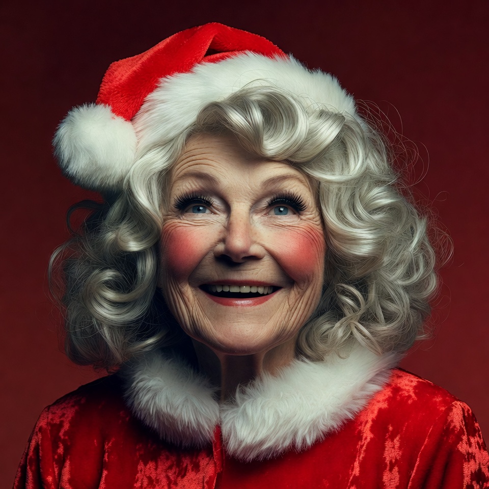 Elderly woman wearing Santa hat Elderly woman wearing Santa hat