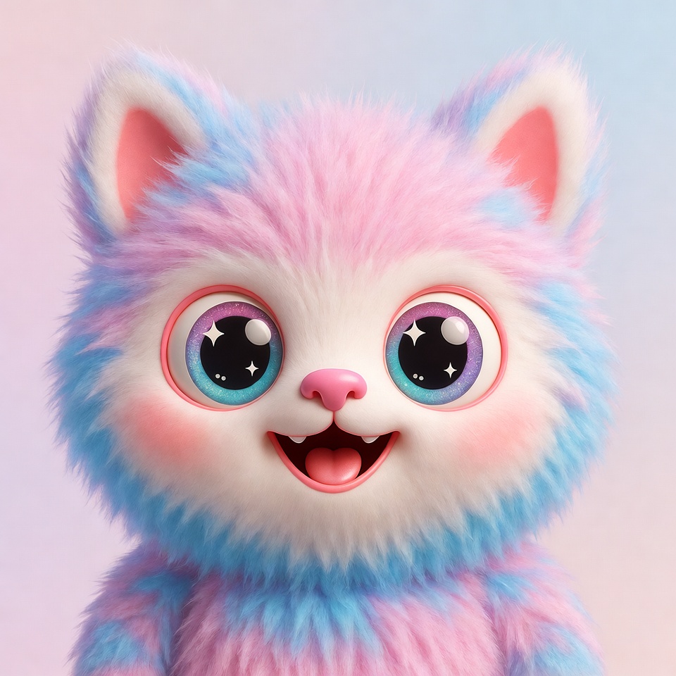 Cute fluffy blue pink kitten smiling Cute fluffy blue pink kitten smiling