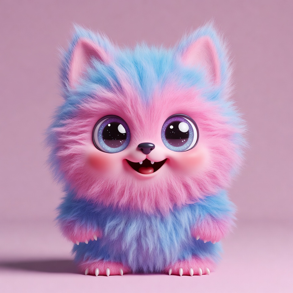 Cute fluffy pink blue wolf Cute fluffy pink blue wolf