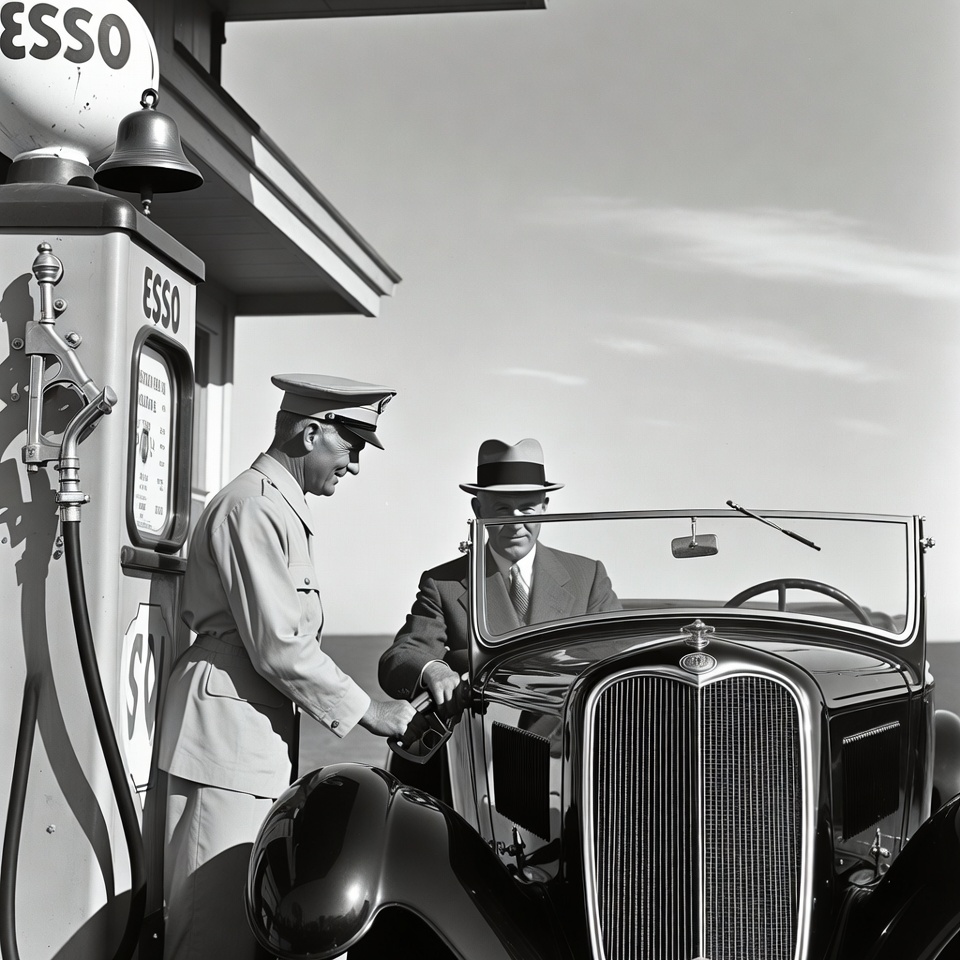 Men at Esso Gas Station 1930s Men at Esso Gas Station 1930s