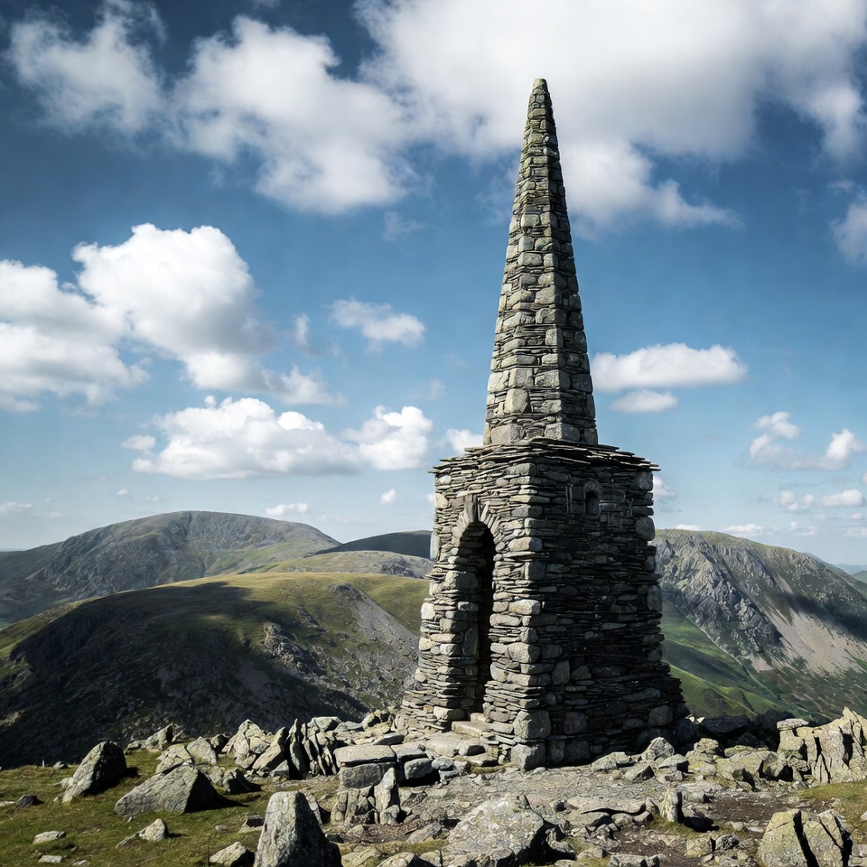 Stone Obelisk on Mountain Summit Stone Obelisk on Mountain Summit