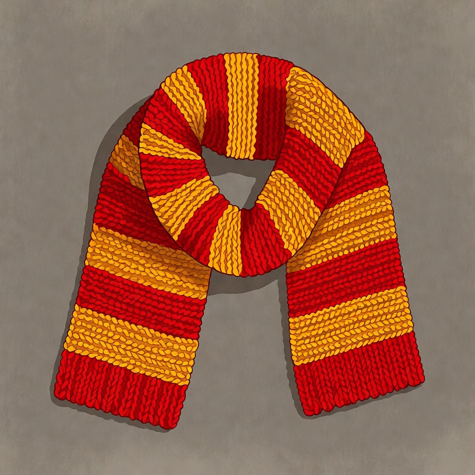 Red and Yellow Striped Knitted Scarf Red and Yellow Striped Knitted Scarf