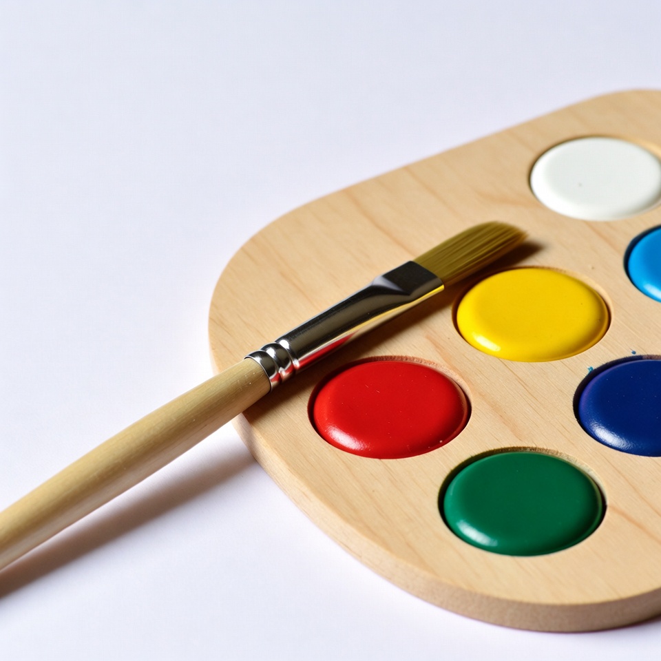 Wooden Paint Palette with Brush Wooden Paint Palette with Brush