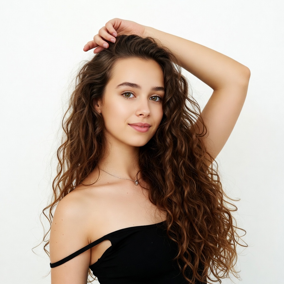 Young woman with curly hair posing Young woman with curly hair posing
