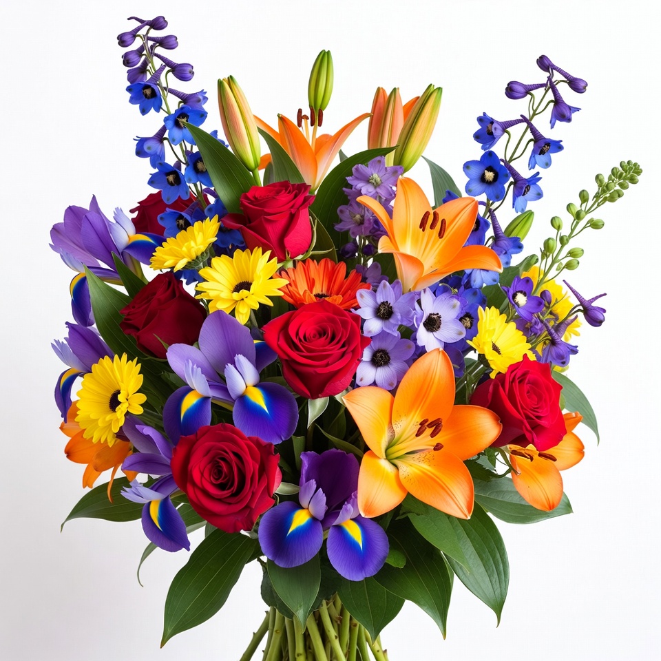 Colorful Bouquet of Lilies Roses Irises Colorful Bouquet of Lilies Roses Irises
