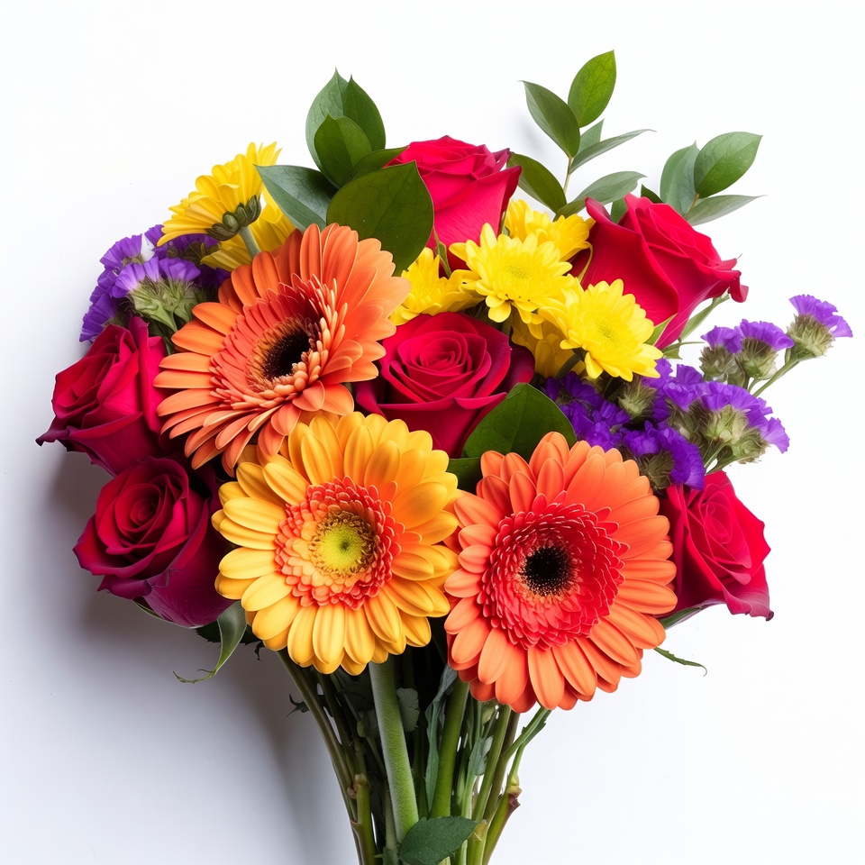 Colorful bouquet of roses and gerbera daisies Colorful bouquet of roses and gerbera daisies