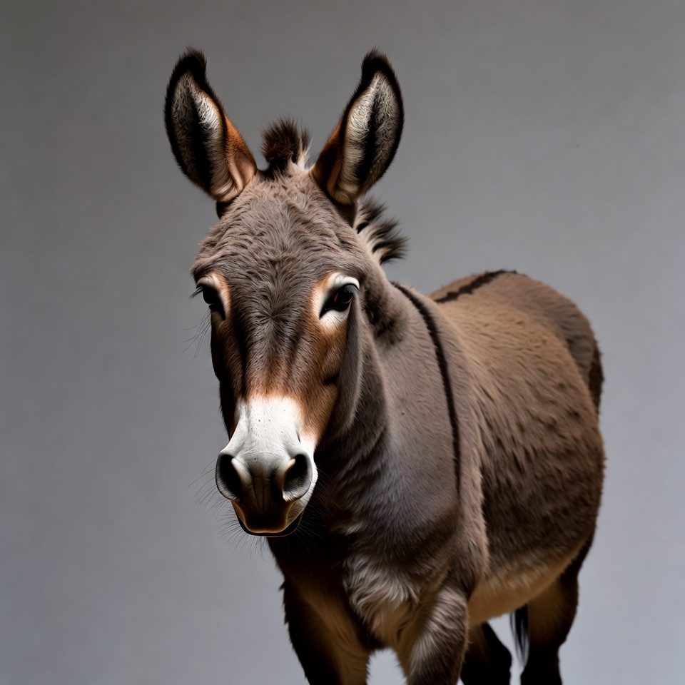 Donkey standing on gray background Donkey standing on gray background