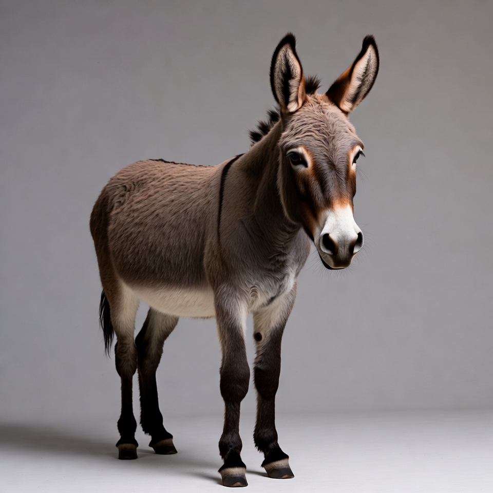 Donkey standing on gray background Donkey standing on gray background