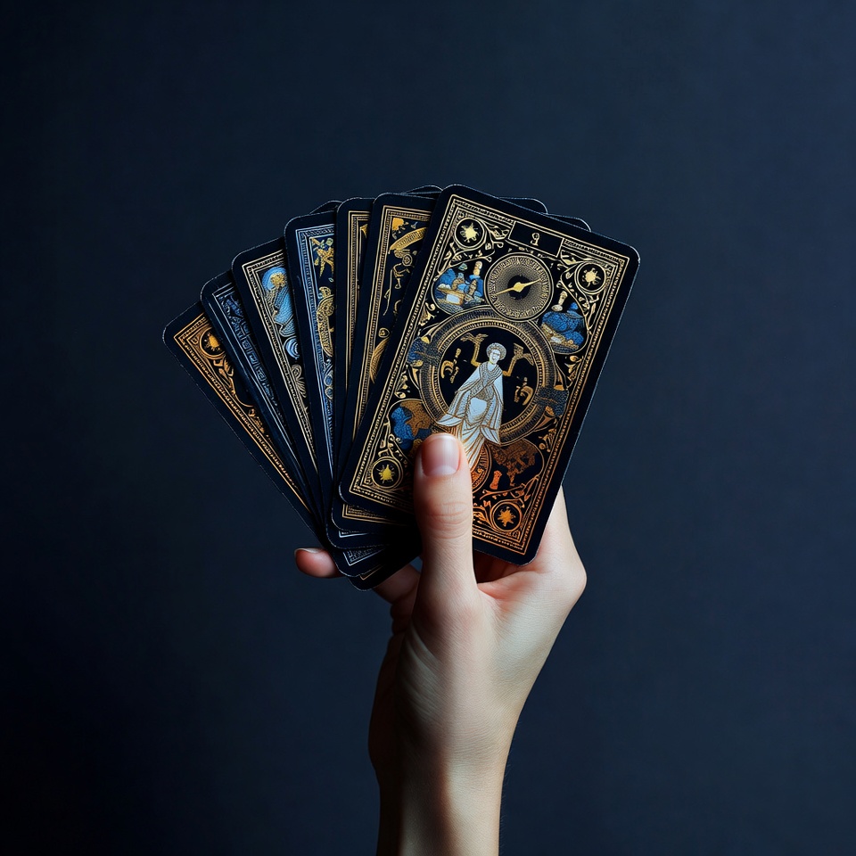 Hand holding fanned tarot cards Hand holding fanned tarot cards