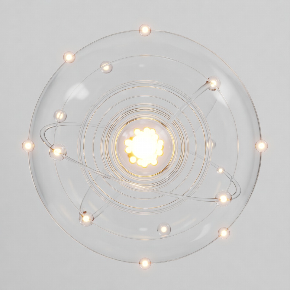 Glowing Atom Model Illustration Glowing Atom Model Illustration