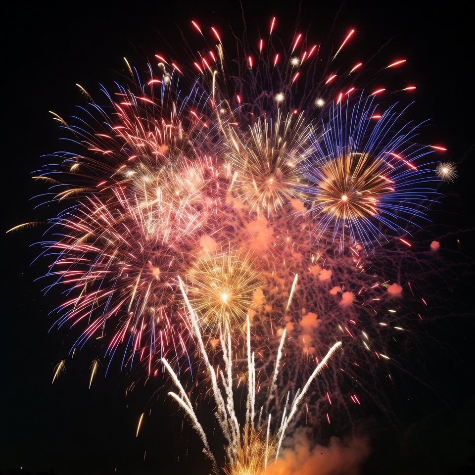 Colorful Fireworks Exploding at Night Colorful Fireworks Exploding at Night