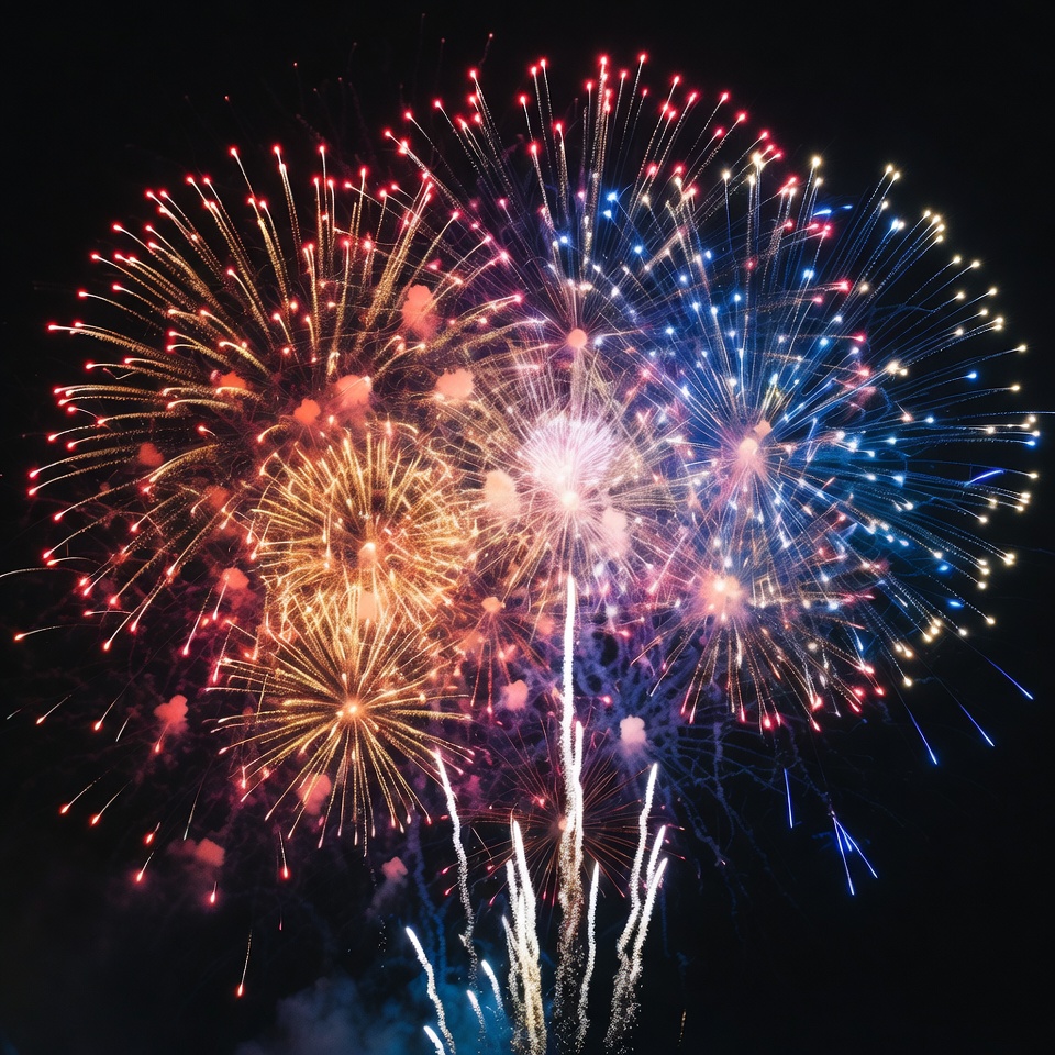 Colorful Fireworks Exploding in Night Sky Colorful Fireworks Exploding in Night Sky