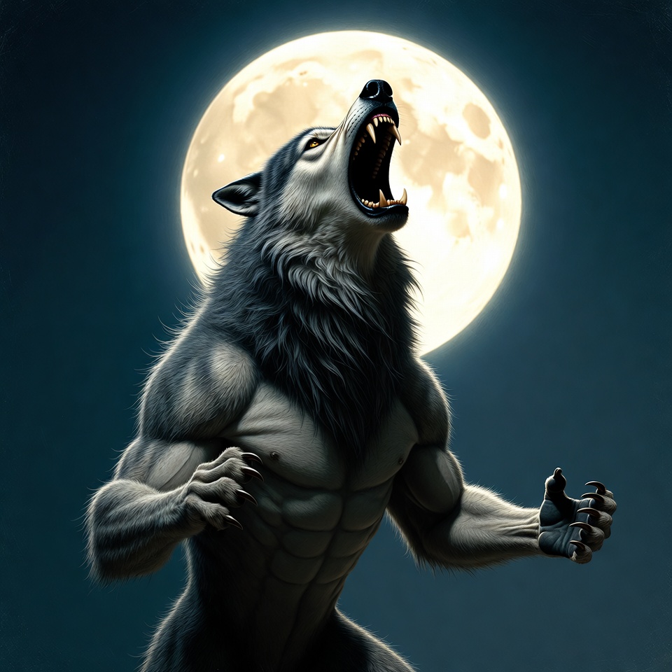 Werewolf howling at full moon Werewolf howling at full moon
