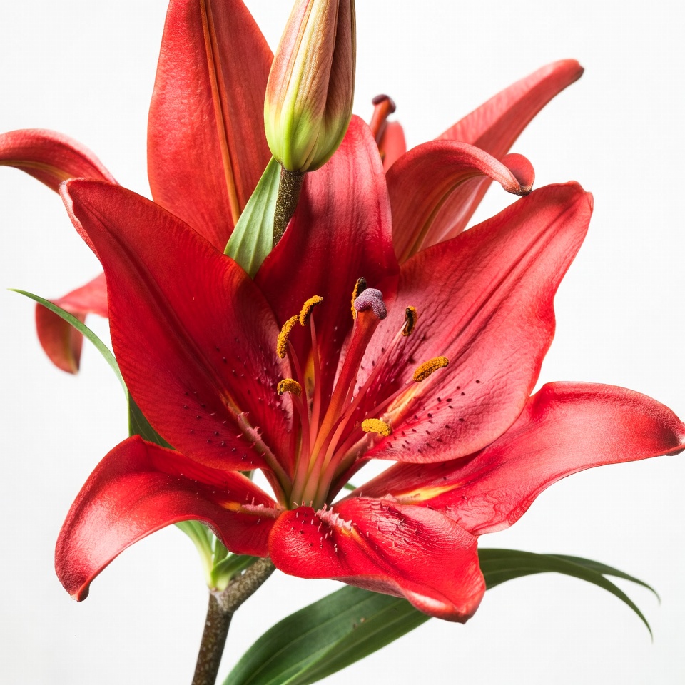 Red Lily Flower on White Background Red Lily Flower on White Background