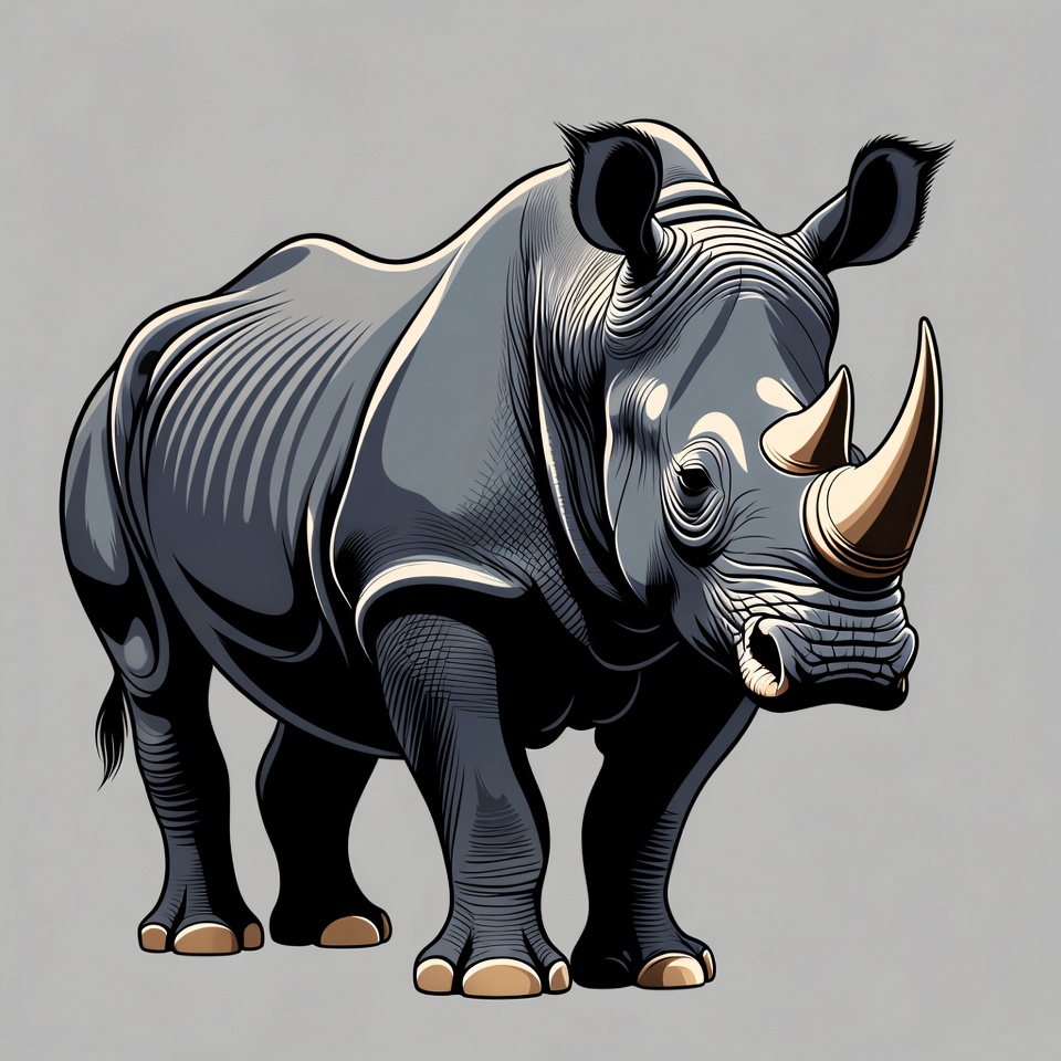 Black rhinoceros illustration Black rhinoceros illustration
