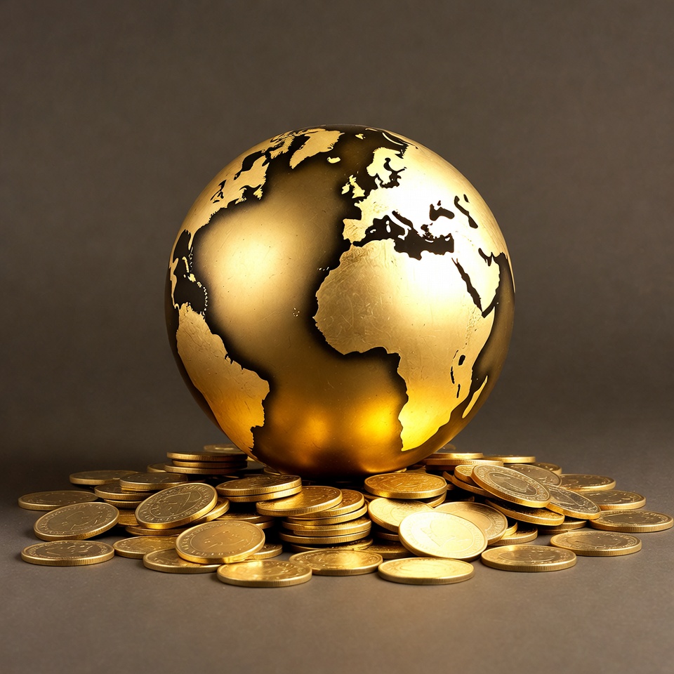 Golden Globe on Gold Coins Golden Globe on Gold Coins