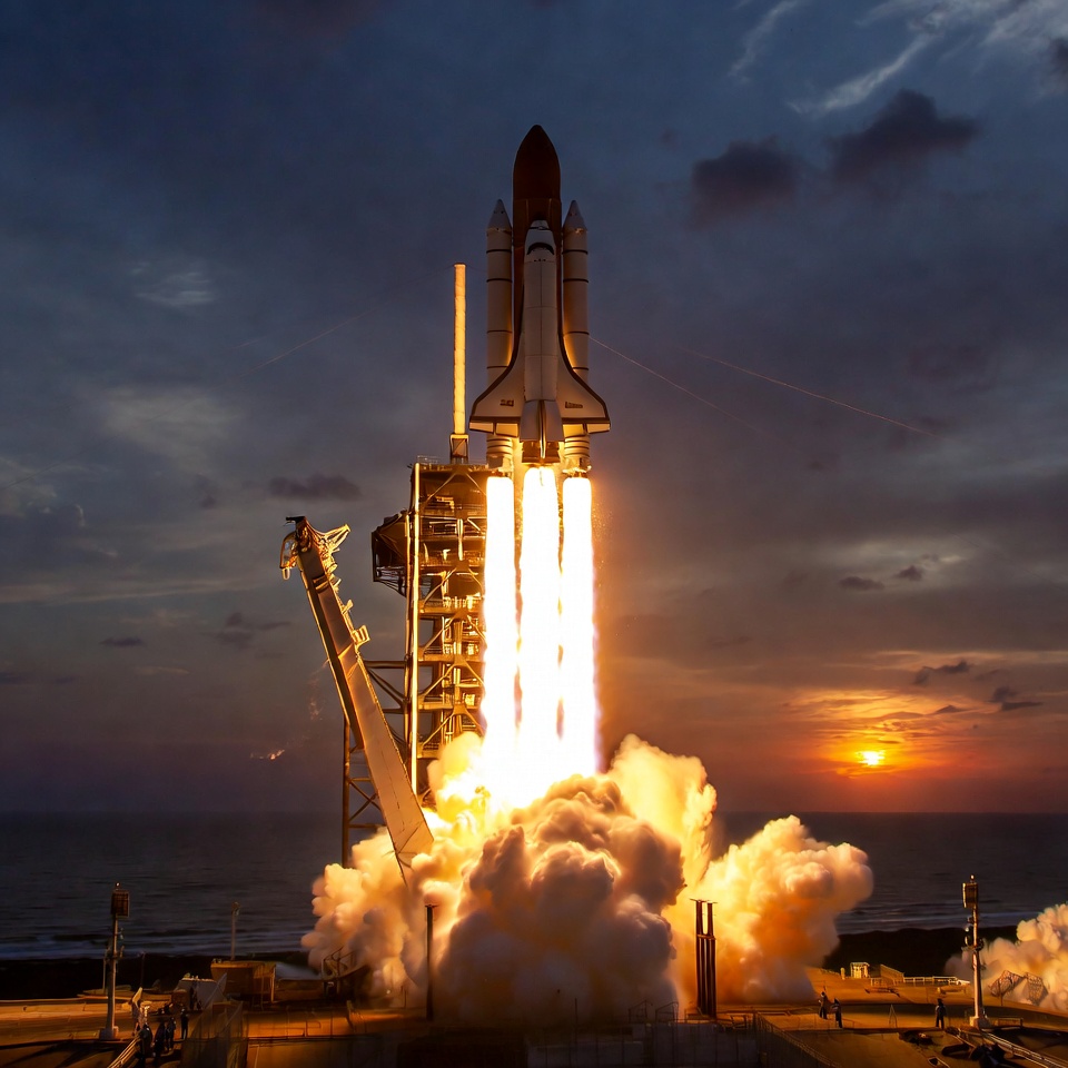 Space Shuttle Launching at Sunset Space Shuttle Launching at Sunset