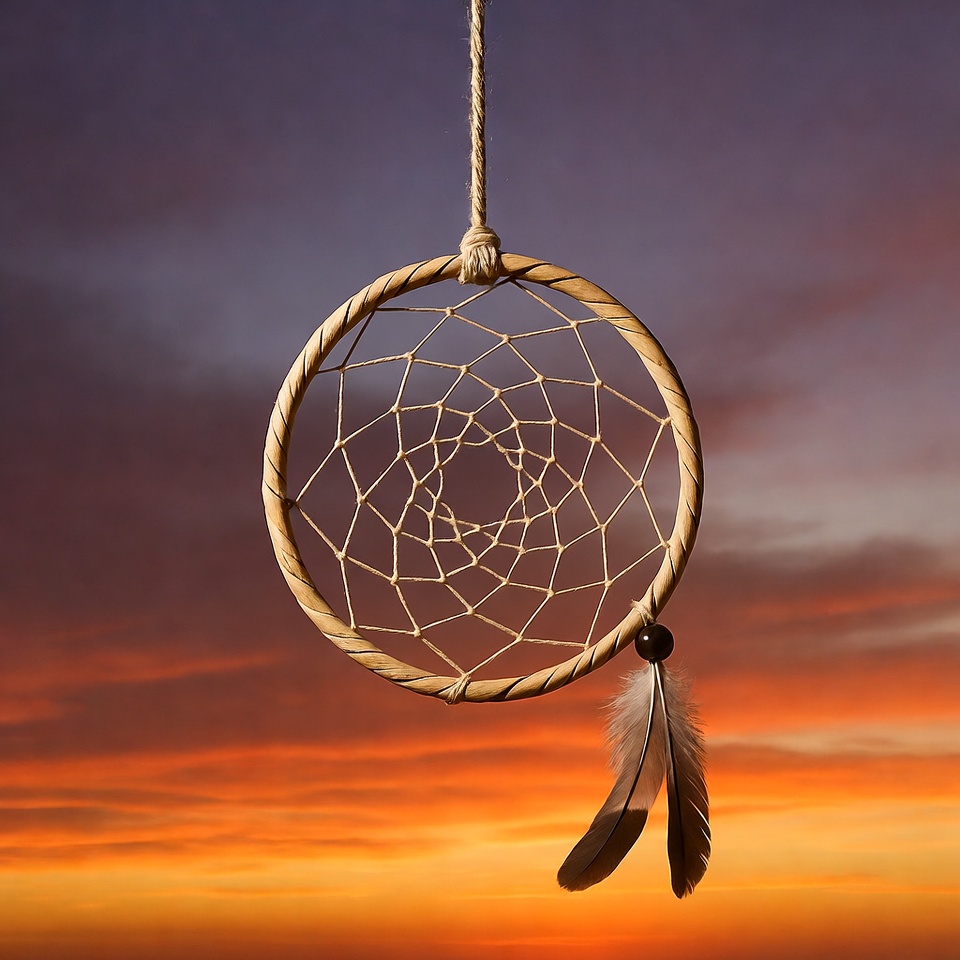 Dreamcatcher Hanging Against Sunset Sky Dreamcatcher Hanging Against Sunset Sky