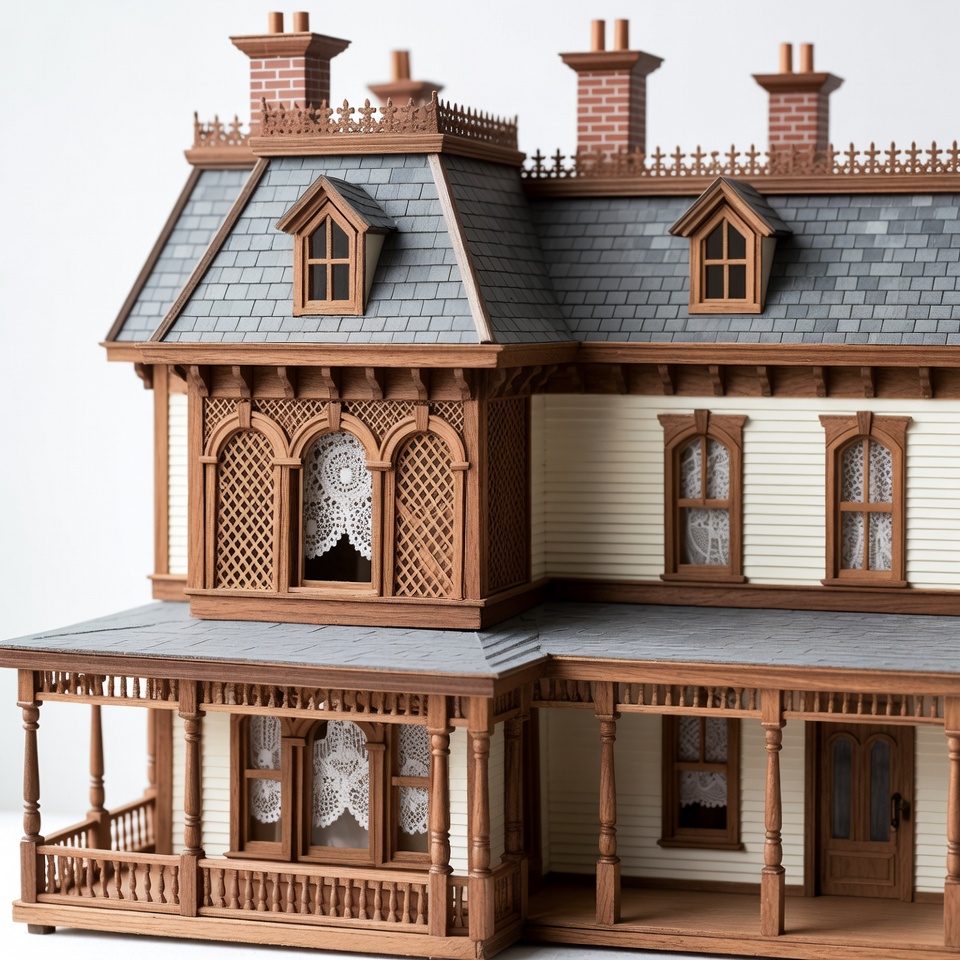 Victorian Dollhouse with Gray Roof Victorian Dollhouse with Gray Roof