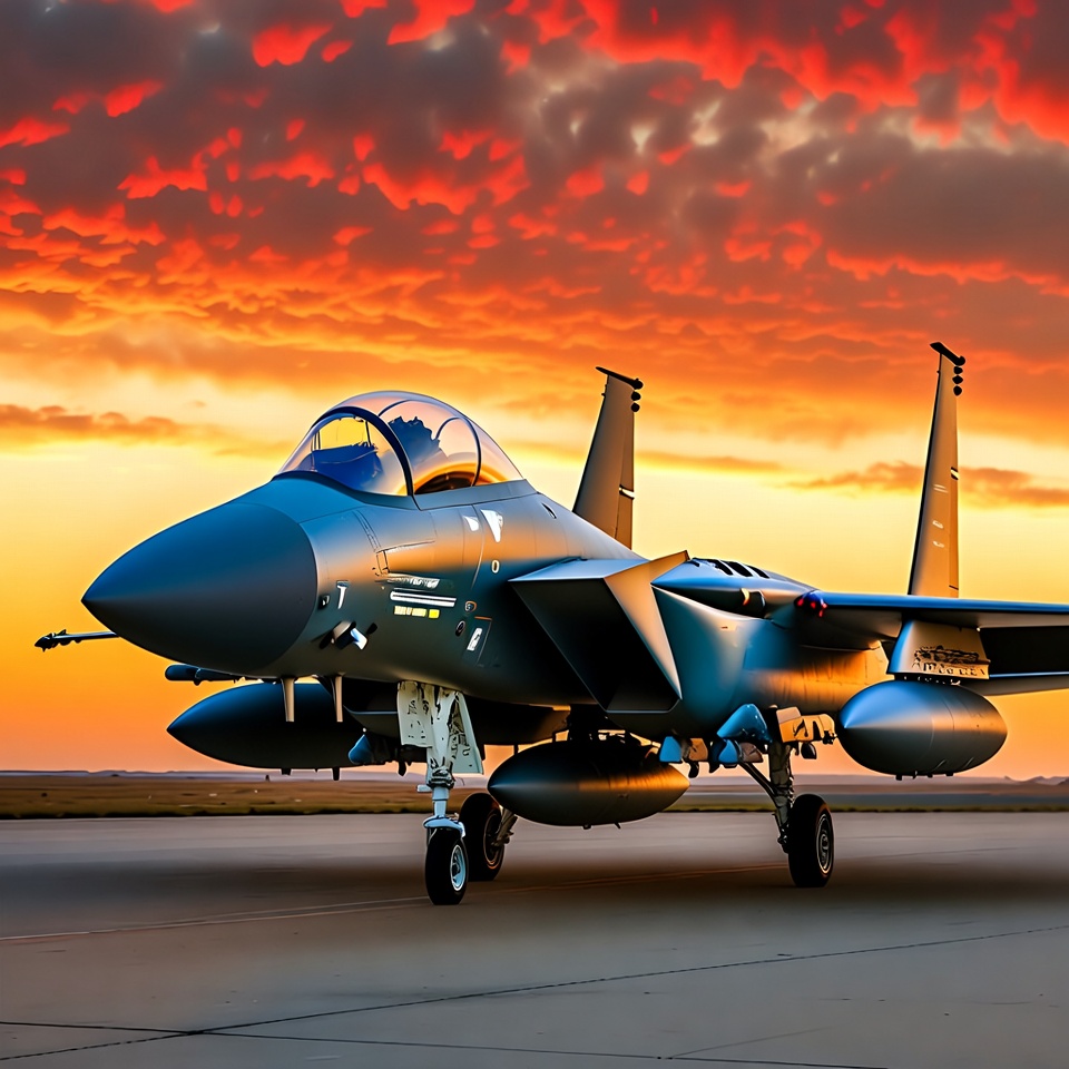 F-15 Fighter Jet at Sunset F-15 Fighter Jet at Sunset