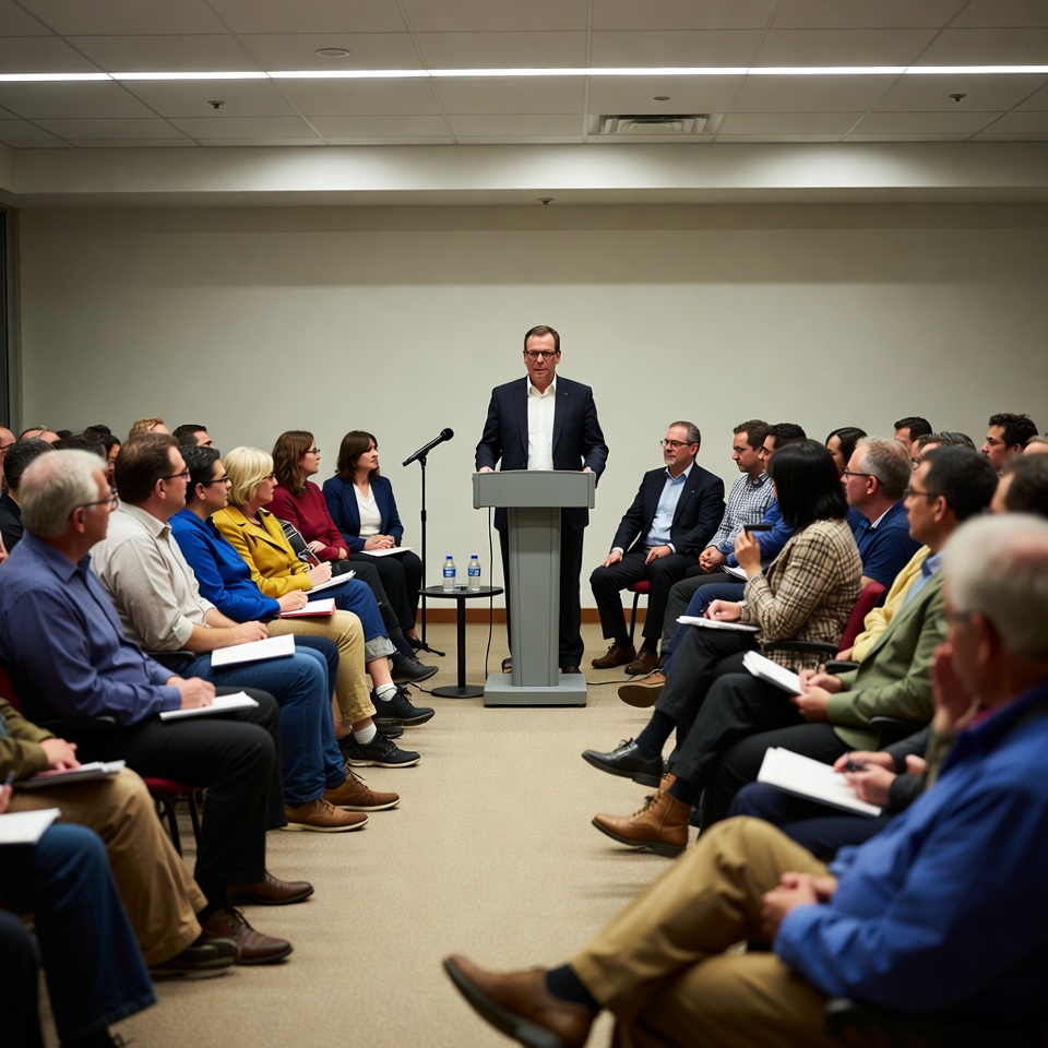 Man speaking at business meeting Man speaking at business meeting