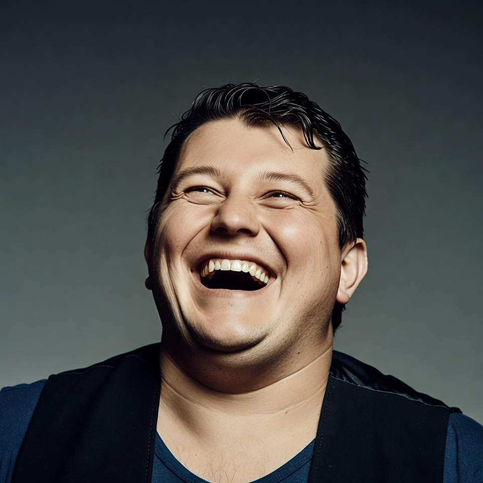 Man laughing with wide smile Man laughing with wide smile