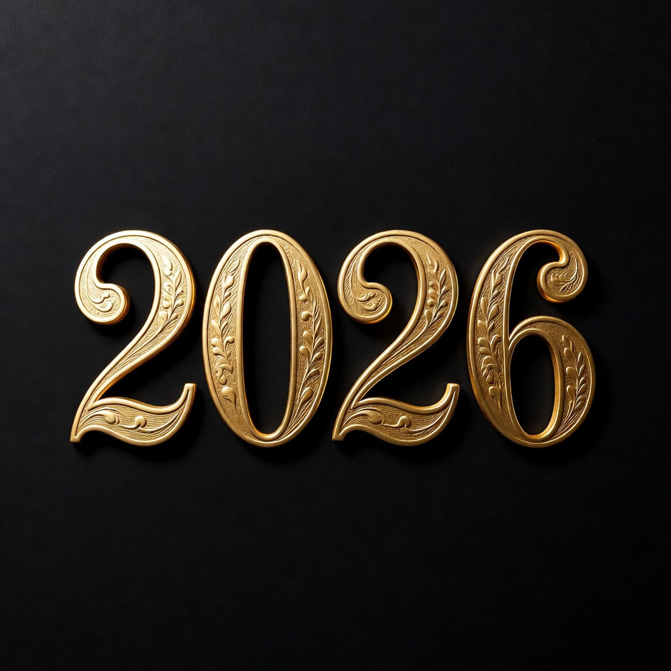 Gold 2026 Numbers on Black Gold 2026 Numbers on Black
