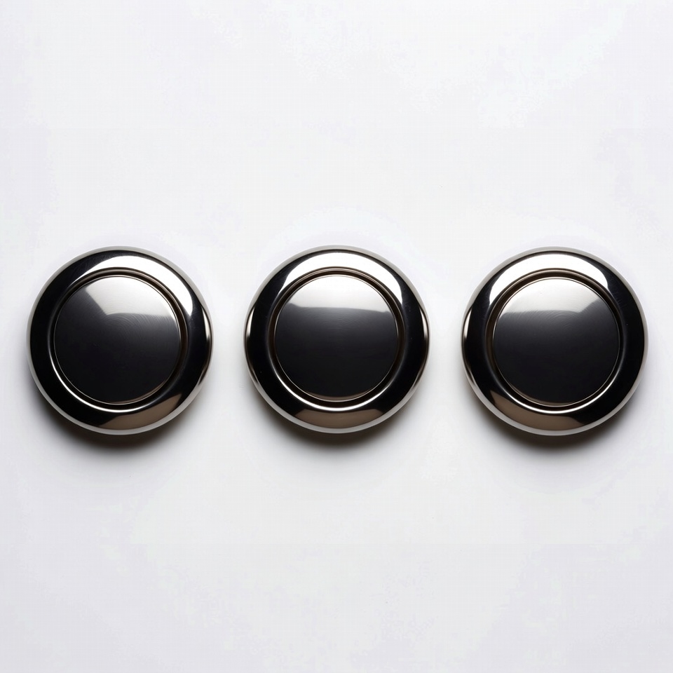 Three Shiny Black Metal Buttons Three Shiny Black Metal Buttons