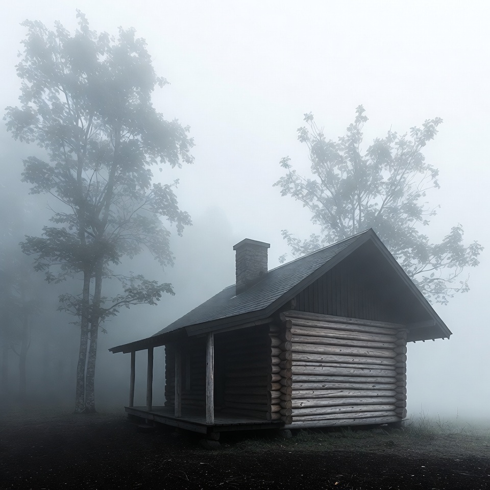 Log Cabin in Dense Fog Log Cabin in Dense Fog