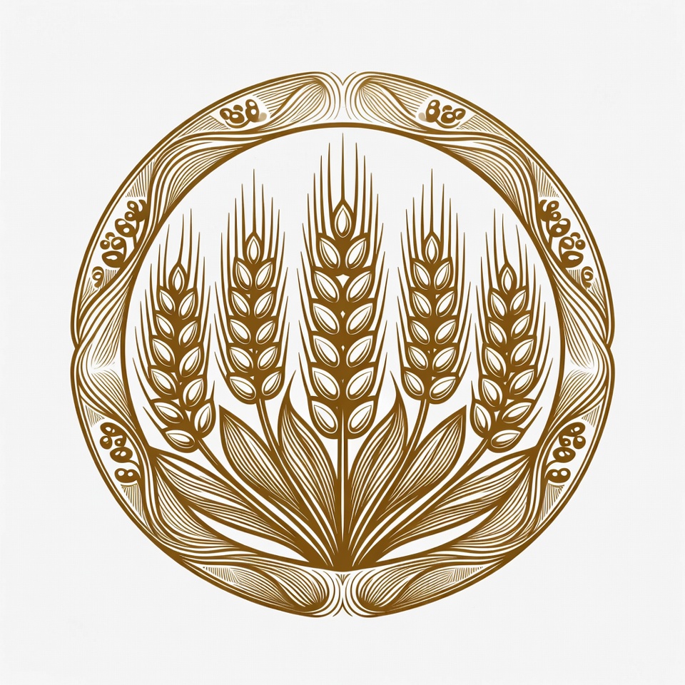 Golden Wheat Stalks in Ornate Circle Golden Wheat Stalks in Ornate Circle