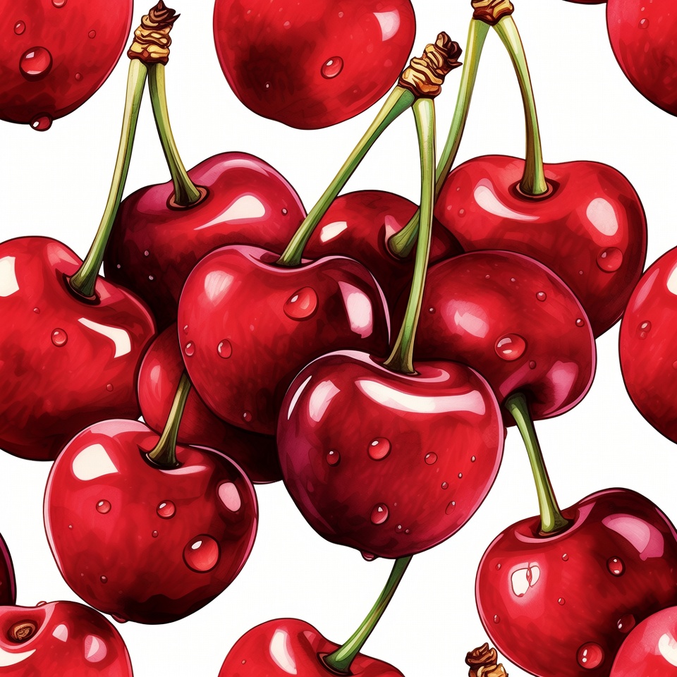 Shiny Red Cherries on White Background Shiny Red Cherries on White Background