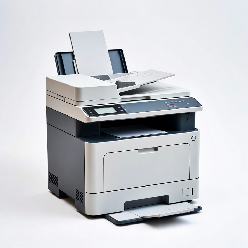 Modern Multifunction Printer on White Background Modern Multifunction Printer on White Background